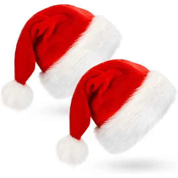 Плюшевая рождественская шапка, Санта-Клаус Праздник для взрослых Унисекс Бархат Комфорт Экстра Утолщенный мех Рождественская шапка для новогодней праздничной вечеринки