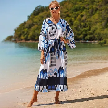 Пляжные кафтаны для женщин Богемные макси-платья Летние праздничные накидки для купальников Элегантные купальные костюмы Фабрика Suppl