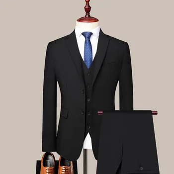 Полный костюм Мужчины Бизнес 3 шт. Костюмные комплекты / Мужской жених Свадебный банкет Сплошной цвет Высококачественный костюм высокого качества (куртка + жилет + брюки) Полный костюм Мужчины Бизнес 3 шт. Костюмные комплекты / Мужской жених Свадебный банкет Сплошной цвет Высококачественный костюм высокого качества (куртка + жилет + брюки) 1