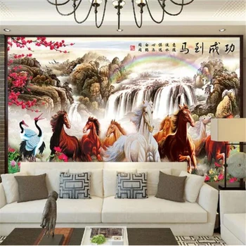 Пользовательские обои 3d фотообои лошадь к успеху китайская живопись пейзаж гостиная телевизор фон настенное украшение живопись картина