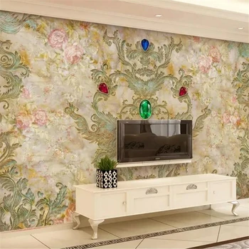 Пользовательские фотообои для настенного покрытия гостиной ТВ Фон Мраморные украшения Обои Домашний декор Обустройство дома