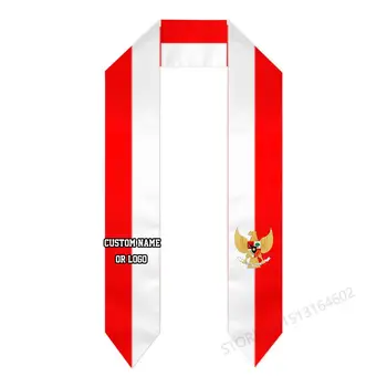 Пользовательское название или логотип Шарф с флагом Индонезии Выпускной Палантин Пояс Международное обучение за рубежом Класс 2023 года Шаль