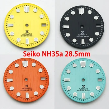 Применимо к механизму Seiko NH35a 28,5 мм 3C Зеленый световой циферблат, новые волнистые часы для дайвинга Модифицированные детали