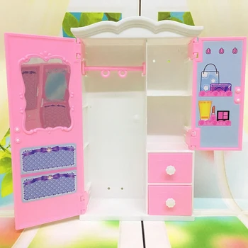 Принцесса Спальня Мебель Шкаф Шкаф Для Кукол Игрушки Девочки Подарки Пластик