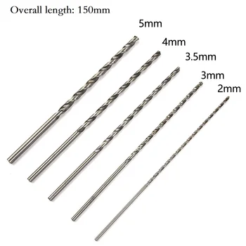 Прочный новый практичный набор сверл 2-5 мм Инструменты Очень длинная упаковка запасных частей Серебристый 2 мм 3 мм 3,5 мм 4 мм 5 мм
