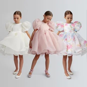 Пышная юбка с пышным рукавом популярная юбка принцессы для девочек с пузырчатым рукавом одежда на весь год весна и осень платье для девочек формальный
