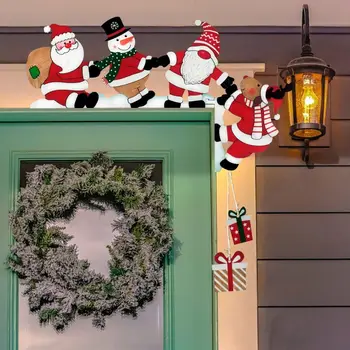 Рождественская дверь Угловой Декор Новый мультфильм Санта Декор дверной рамки Снеговик Олень Рамка Знак Вечеринка Декор дома