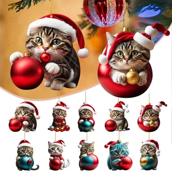 Рождественская елка Подвеска Милые акриловые украшения для кошек Украшение гостиной для дома