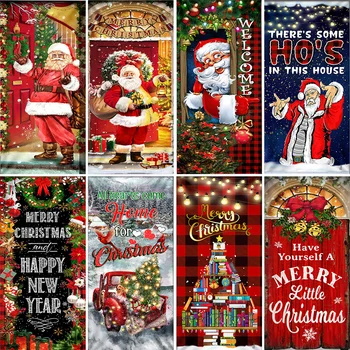 Рождественский Санта-Клаус Декоративные дверные наклейки Праздничная атмосфера Декоративные наклейки Обои ПВХ Водонепроницаемые фотообои
