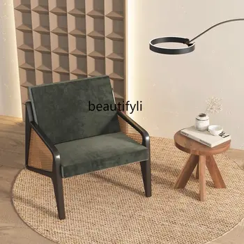 ротанг стул в японском стиле ясень дерево бревно веревка балкон диван скандинавский одноместный стул для отдыха одноместный диван стул мебель