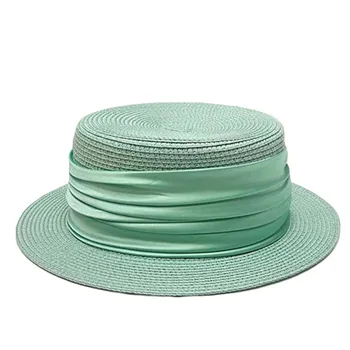 Ручная тканая широкополая летняя шляпа от солнца для женщин Шляпа лодочника Французская соломенная шляпа с лентой Шапочка Скиммер Сомбреро Fedoras