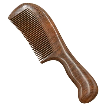 Сандаловое дерево Расческа с широкими зубьями Кудрявые волосы Портативный деревянный гребень с грубыми зубьями Инструмент для массажа волос