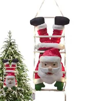 Санта-Клаус поднимается по лестнице со светодиодными фонарями 23,6-дюймовые светодиодные фонари Декоративное восхождение Санта-Клаус Санта-Клаус Украшения для части