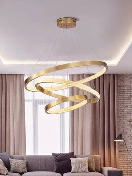 Светильник для гостиной Лампа для столовой Постмодернистская простая мода светодиодная круглая лампа кольца ins Дизайнерская офисная кольцевая люстра