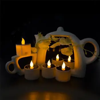  Светодиодная свеча на солнечных батареях Желтая мерцающая чайная лампа для фестиваля Свадебная вечеринка Домашний декор