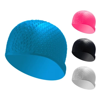 Силиконовые водонепроницаемые шапочки для плавания защищают уши Длинные волосы Спортивная шапка для бассейна Шапочка для плавания Свободный размер для мужчин и женщин