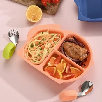 Силиконовый поднос для кроликов Всасывающая пластина Пищевой класс Детский дом Дети учатся есть еду Столовые приборы Тарелка