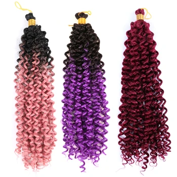 Синтетическая водяная волна вязание крючком объемные волосы 14 дюймов афро кудрявый завиток гавайи кудрявые косички наращивание волос для женщин