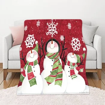 Снежинка Фланелевое одеяло Красное и белое праздничное одеяло для зимнего постельного белья Диван Диван Счастливого Рождества Подарки Королева Размер
