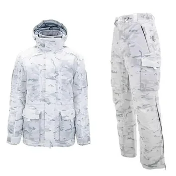 Снежный камуфляж MCAP Outdoor Tactics Охота Зимняя застежка-молния G хлопковые свободные брюки + хлопковая куртка на молнии Легкая теплая водонепроницаемая