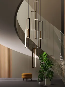 Современная минималистичная светодиодная лестница длинная люстра Роскошная вилла Ресторан дуплекс гостиная люстра Подвесной светильник на чердаке