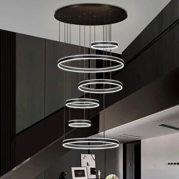 Современный домашний декор кольцевые светодиодные светильники люстры подвесные кольцевые светильники для гостиной подвесные светильники для потолочного внутреннего освещения
