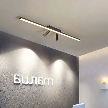 современный светодиодный потолочный светильник с точечными светильниками акриловые черные люстры с длинной лентой гостиная столовая кухня коридор внутреннее освещение