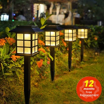 Солнечные фонари Открытый светодиодный садовый светильник Водонепроницаемый садовый декор Газонная лампа для дорожки Двор Светодиодная солнечная лампа Уличное энергетическое освещение