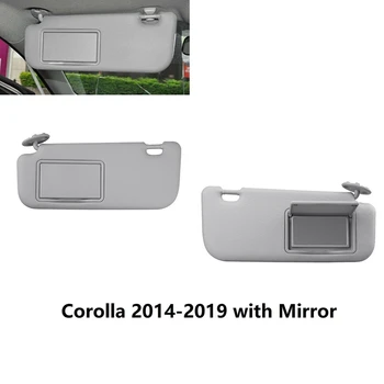 солнцезащитный козырек для Toyota Corolla 2014-2019 с зеркалом (серая левая и правая сторона) 2 шт.