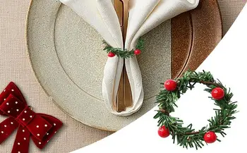  сосновые кольца для салфеток 10 шт. Рождественские красные фрукты ПВХ сосновые иглы для салфеток держатели для стола украшение для домашнего отеля ресторан бар
