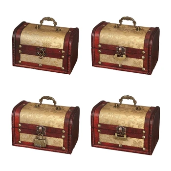  Стильная винтажная коробка для хранения с цветочным украшением Мини деревянные ювелирные изделия Дропшиппинг