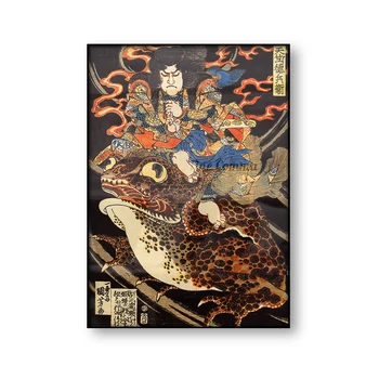 Тендзику Токубэй верхом на гигантской жабе Утагава Куниёси Винтаж Японское искусство Плакат Ретро Укиёэ Настенное искусство Холст Печать Домашний декор