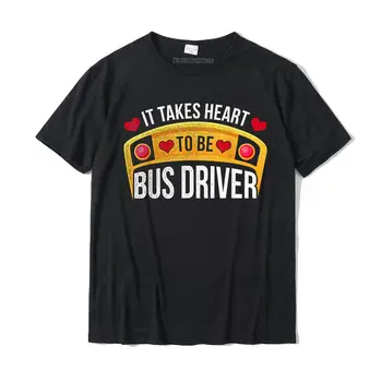Требуется сердце, чтобы быть водителем автобуса Футболка с дизайном школьного автобуса Удобная футболка Преобладающие топы Футболка Хлопок Мужской дизайн