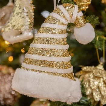 Украшение рождественской елки Трехцветный Рождественская шапка Кулон Ручная работа Изысканное творческое украшение Кулон