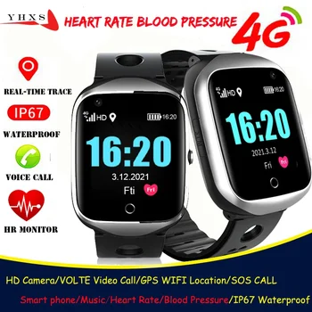  Умные 4G Часы Пожилые родители Монитор сердечного ритма Монитор артериального давления GPS Wi-Fi Trace Найти SOS Вызов Android Телефон Спорт Смарт-часы