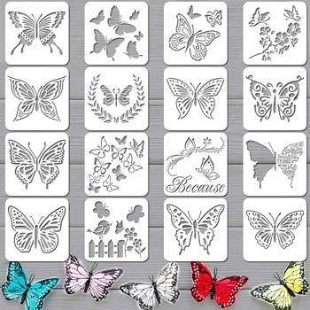  Упаковка из 16 штук для шаблона рисунка бабочки Трафареты многоразовые трафареты для рисования с защитой от разрыва Партии Принадлежности для украшения дома