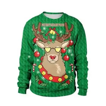 Уродливый рождественский свитер Рождественский подарок Снеговик Северный олень Санта-Клаус Пуловер Мужчины 3D футболка и топ Осенняя и зимняя одежда