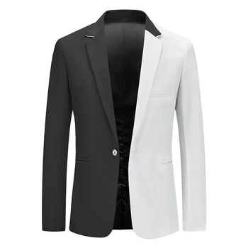 Утонченный мужской свадебный костюм Блейзер Приталенный офисный пиджак Верхняя одежда Белый/красный M 2XL Стильный смокинг