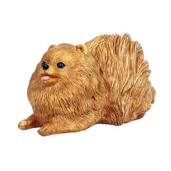 Фигурка собаки Реалистичная модель померанской собаки Яркие ремесла Орнамент Миниатюрная фигурка Настольная подарочная игрушка Твердый пластик для домашних животных