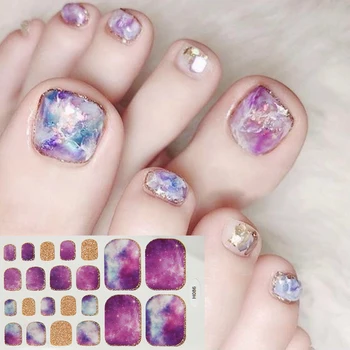 Фиолетовое пятно Звездное небо Дизайн Наклейки на ногтях на ногах Полное покрытие Водонепроницаемые нетоксичные наклейки Нога Ногти Ногти Наклейки DIY Инструменты для дизайна ногтей