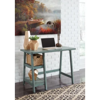 Фирменный дизайн Эшли Миримин Винтажный 42-дюймовый стол для домашнего офиса с корзиной, состаренный синий