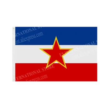 Флаг Югославии Национальная графика Пользовательский Печатный Висячий Баннер Дизайн Открытый Спорт Полиэстер Вал Крышка Втулка 3X5FT 90X150 СМ