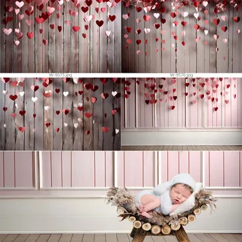  Фоны для фотографии на День святого Валентина, деревянная стена и красный дизайн оригами, Econ Vinyl Backgound, для детского душа 1-й день рождения Декор
