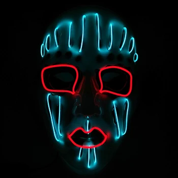 Хэллоуин Light UP Horror Маска для лица Неоновый светодиодный косплей Slipknot Маска для карнавального украшения Светящаяся светящаяся маска для вечеринки Реквизит