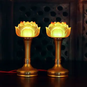 Цветок лотоса Маленькая лампа Будды Светодиодный сплав и красочные глазурованные лампы из лазурного камня Будды с вилкой Ночник Monsterzzz