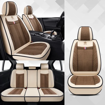  Чехлы для автомобильных сидений Полный набор Универсальный для Jaguar F-Pace I-Pace Xe Xf Xj Xj Xjl Кожаный лен Аксессуары для интерьера автомобиля