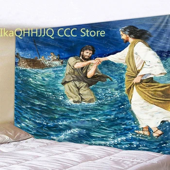 Чудо Иисуса фреска гобелен украшение дома богемный декоративный фон настенная ткань ангел гобелен простыня диван
