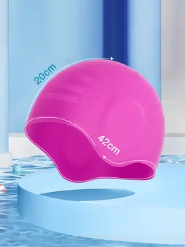 Шапочки для плавания Защита ушей 3D - Шапочка для плавания для женщин Мужчины - Силиконовая шапочка для плавания водонепроницаемая - Подходит для длинных и коротких волос - Adult Swim Ca