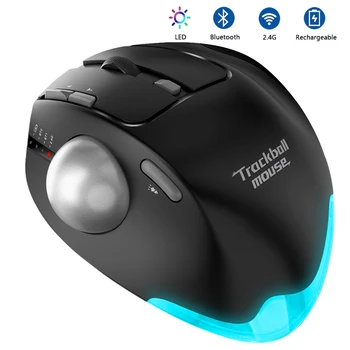 эргономичная беспроводная мышь с трекболом, Bluetooth-мышь с трекболом, легкое управление большим пальцем, точность и плавное отслеживание, для ноутбука Ipad