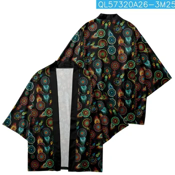 Японская черная куртка-кимоно с принтом Harajuku Hip Hop Мужская уличная рубашка Летнее свободное кимоно Японская черная куртка-кимоно с принтом Harajuku Hip Hop Мужская уличная рубашка Летнее свободное кимоно 3